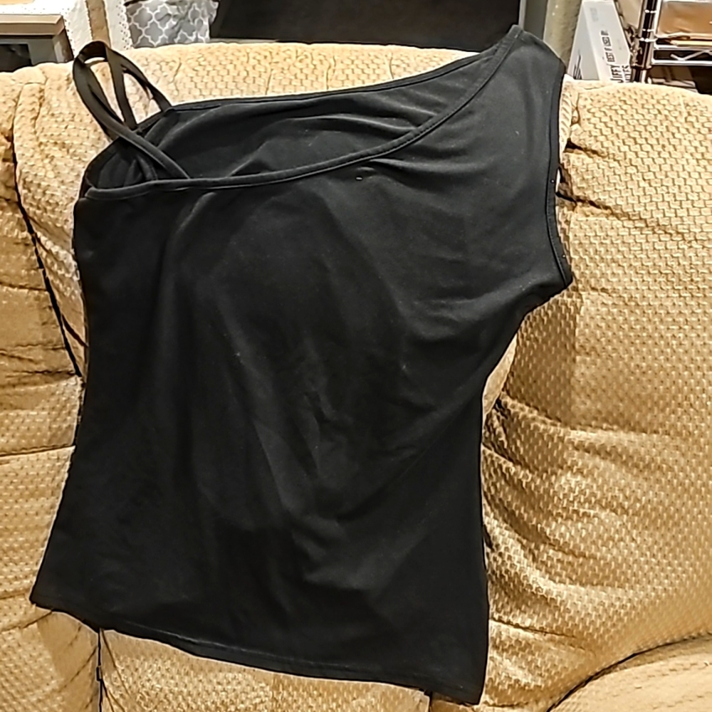 Off the shoulder black tint top with straps on the other side